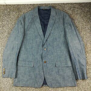 NWOT Tasso Elba Chambray Sport Coat Blazer Jacket Blue Mens XL 46-48